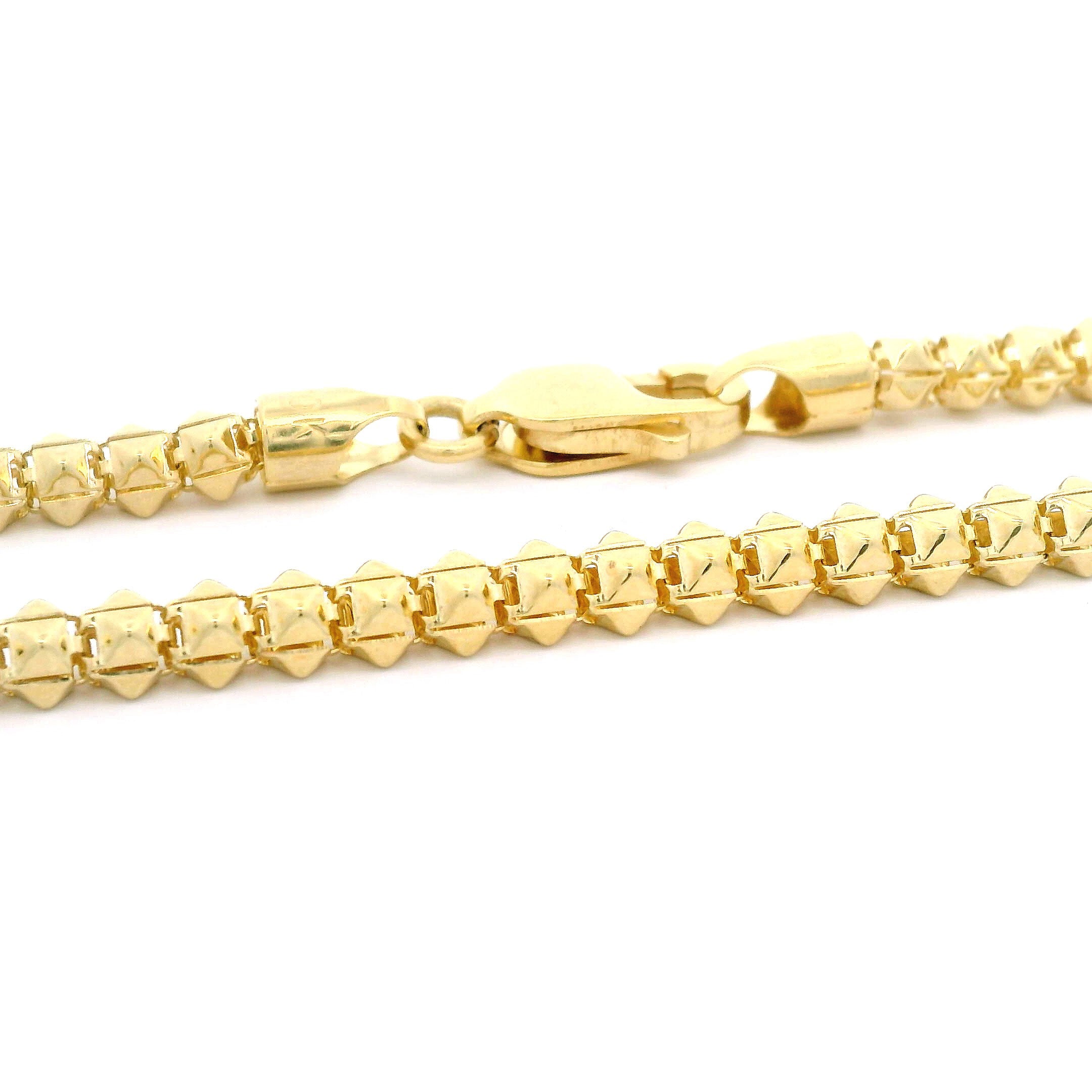 10k Fancy Rivet Spike Box Chain 4mm Lobster Lock